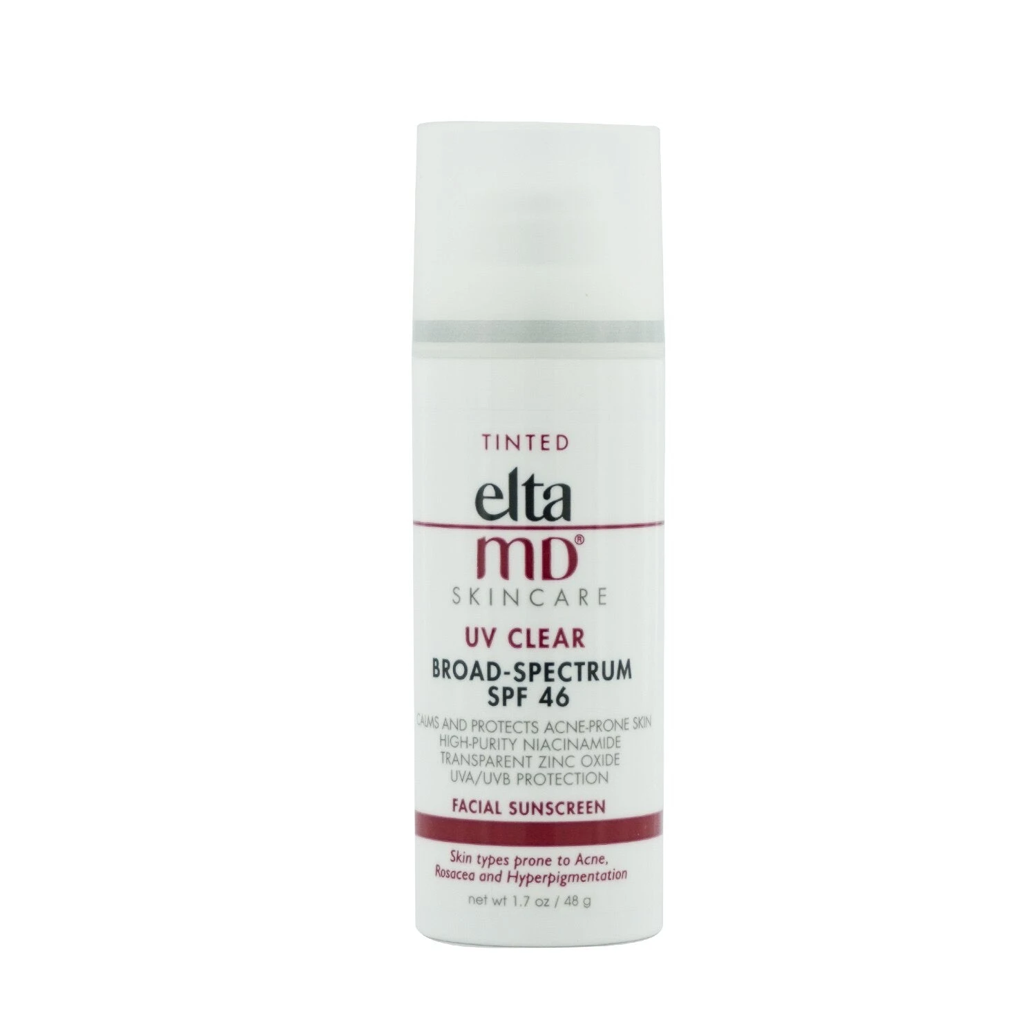 EltaMD UV Clear Facial Sunscreen SPF 46 - For Skin Types Prone To Acne, Rosacea & Hyperpigmentation - Tinted (Box Slightly Damaged) 48g/1.7oz