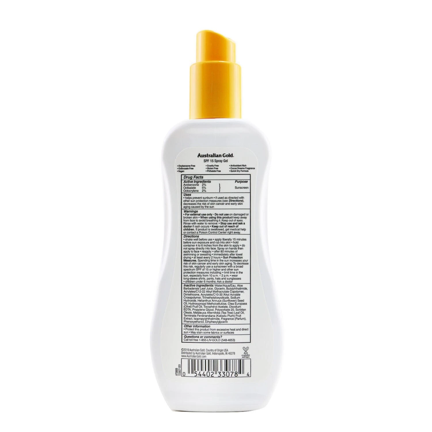 Australian Gold Spray Gel Sunscreen SPF 15 (Ultimate Hydration) 237ml/8oz - Image 3