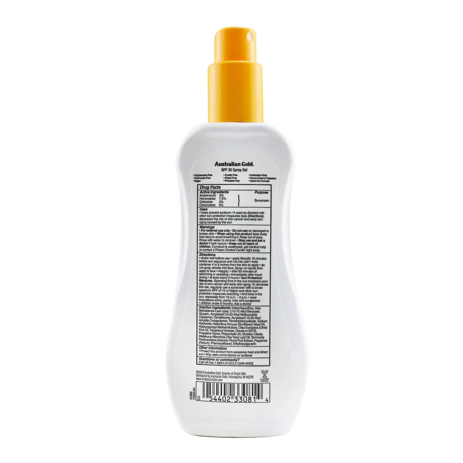 Australian Gold Spray Gel Sunscreen SPF 30 (Ultimate Hydration) 237ml/8oz - Image 3