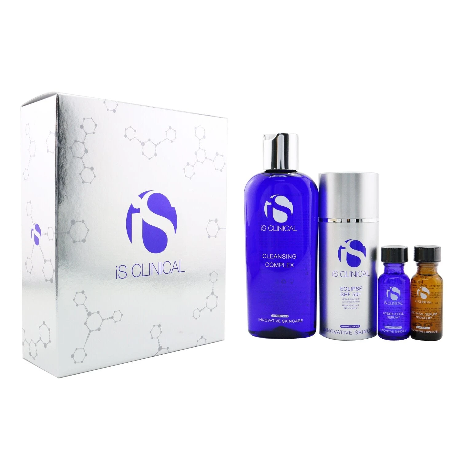 IS Clinical Pure Calm Collection: Cleansing Complex 180ml + Pro-Heal Serum Advance+ 15ml + Hydra-Cool Serum 15ml + Eclipse SPF 50 Sunscreen Cream 100g 4pcs - Image 2