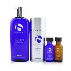 IS Clinical Pure Calm Collection: Cleansing Complex 180ml + Pro-Heal Serum Advance+ 15ml + Hydra-Cool Serum 15ml + Eclipse SPF 50 Sunscreen Cream 100g 4pcs