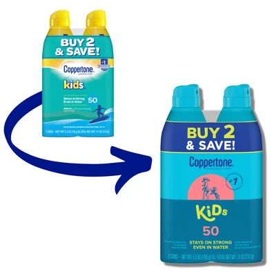 Coppertone Kids Sunscreen Spray - SPF 50 - 11oz - Twin Pack - Image 2