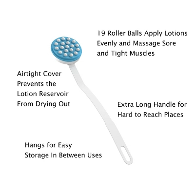 Lotion Applicator And Massager - Handheld Long Handled Easy Reach Roll-On Dispenser For Sunscreen, Cream, Shower Gel On Back By Fleming Supply - Image 2