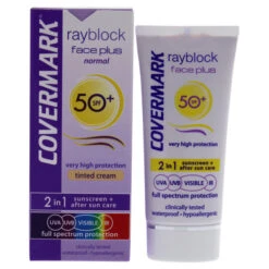Covermark Rayblock Face Plus Tinted Cream 2-in-1 Waterproof SPF50-Normal Skin-Light Beige By Covermark For Women - 1.69 Oz Sunscreen